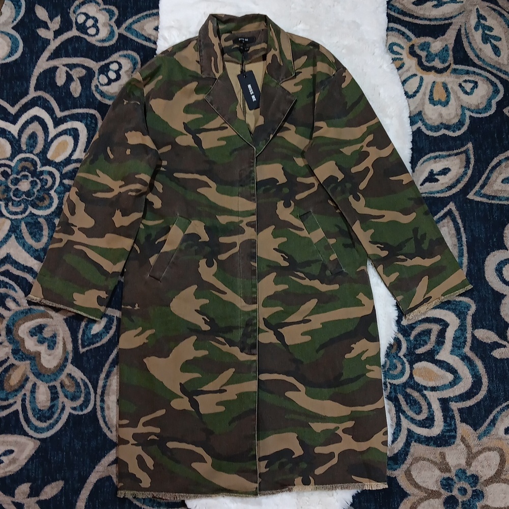NEW Miss Me Camo Long Oversized Jacket - Womens Medium